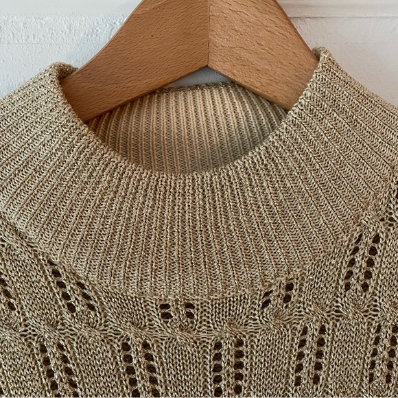 MARISA CHRISTINA Vintage Long Sleeve sweater metallic gold shimmer, Size: M / L - Picture 3 of 12